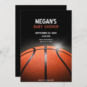 Invitation Baby shower noir de basket-ball,