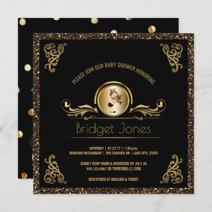 Invitation Baby shower noir de prince Boy de parties