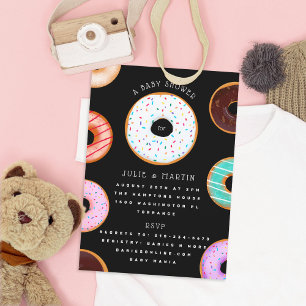 Invitation Baby shower noir Donuts