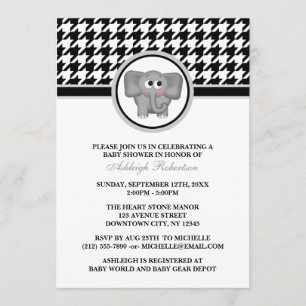 Invitation Baby shower noir et blanc de Houndstooth