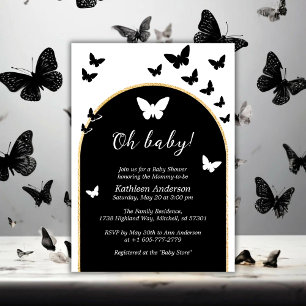 Invitation Baby shower Noir Et Blanc Élégant Neutre Hommes Et