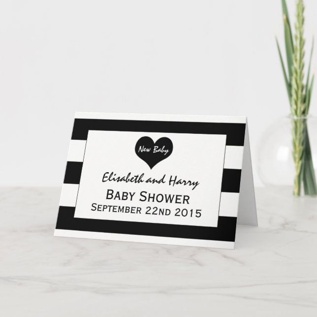 Invitation Baby shower noir et blanc moderne (Devant)