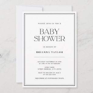 Invitation Baby shower noir et blanc moderne
