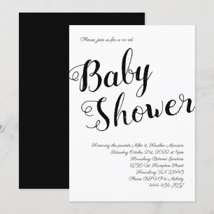 Invitation Baby shower noir et blanc Neutre genre Co-ed