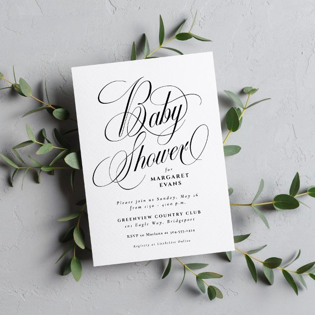 Invitation Baby shower noir et blanc simple et élégant (Créateur téléchargé)