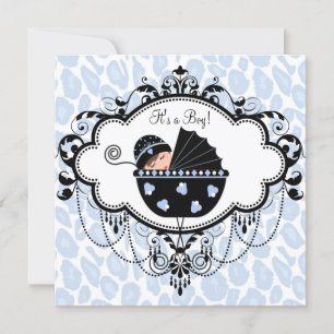 Invitation Baby shower noir et bleu