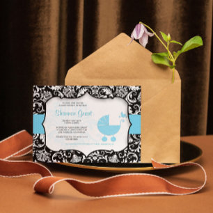 Invitation Baby shower noir et bleu Modèle d'invitation