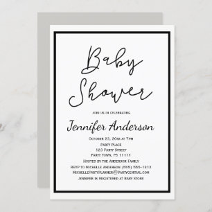 Invitation Baby shower noir noir neutre pour un sexe simple