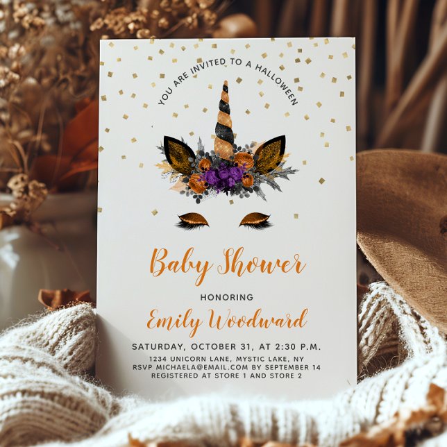 Invitation Baby shower noir orange d'Halloween (Créateur téléchargé)