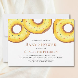Invitation Baby shower non sexiste de beignets jaunes
