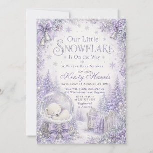 Invitation Baby Shower Notre Petit Flocon de Neige Est En Rou