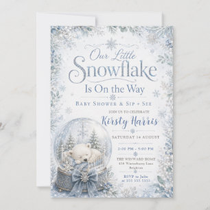 Invitation Baby Shower Notre Petit Flocon de Neige Est En Rou