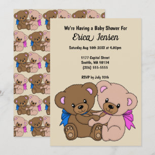 Invitation Baby shower nounours et Motif
