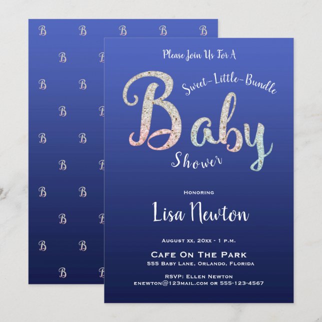 Invitation Baby shower, Nouveau bébé, (Devant / Derrière)