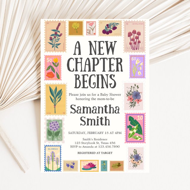 Invitation Baby-Shower Nouveau Chapitre  (A New Chapter Begins Baby Shower Invitation)