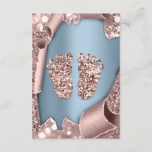 Invitation Baby shower Nouveau Garçon Pieds Glam Rose Bleu 3D