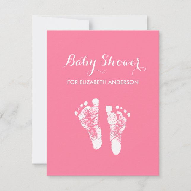 Invitation Baby shower nouveau-né rose simple de fille (Devant)