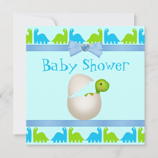 Invitation Baby shower nouvellement haché mignon de dinosaure (Devant)