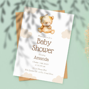 Invitation Baby shower nuage de sommeil de l'ours bébé