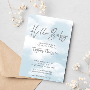 Invitation Baby shower nuage pastel gris nuages baby shower