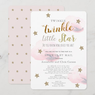 Invitation Baby shower nuage rose de la petite étoile par cou