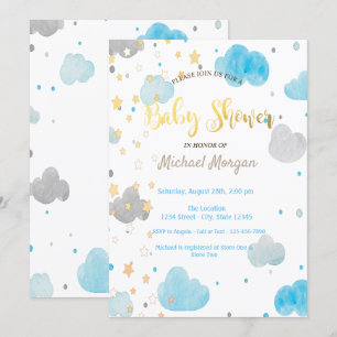 Invitation Baby shower Nuages et Etoiles