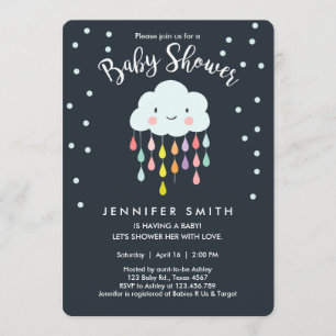 Invitation Baby shower nuageux Raindrop Love