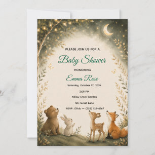 Invitation Baby Shower Nuit Magique en Forêt Enchantée