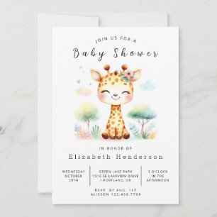 Invitation Baby shower numérique Boho Giraffe