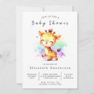 Invitation Baby shower numérique Boho Giraffe