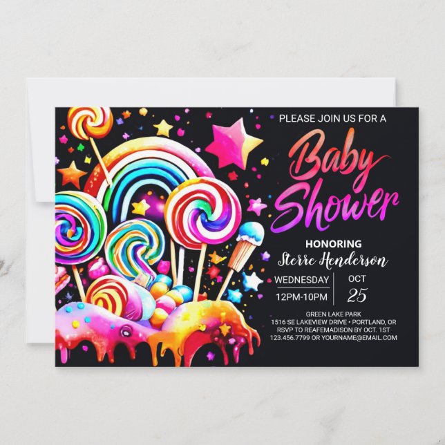 Invitation Baby shower numérique Candyland (Devant)