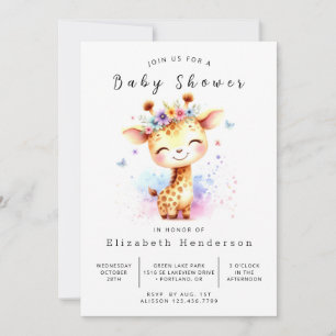 Invitation Baby shower numérique chic en girafe