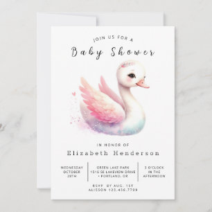 Invitation Baby shower numérique de cygne amusant