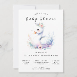 Invitation Baby shower numérique de cygne enchanté