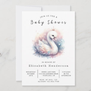 Invitation Baby shower numérique de cygne enchanté