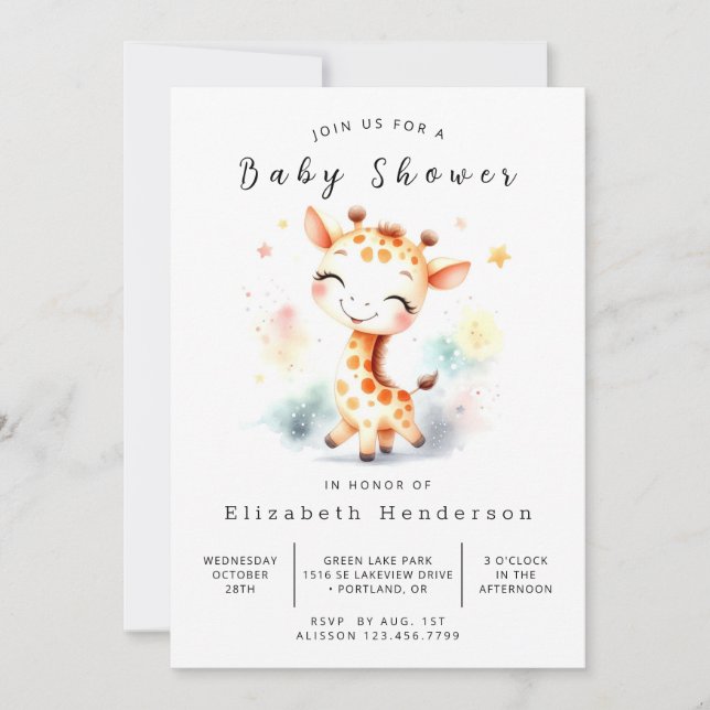 Invitation Baby shower numérique gracieux (Devant)