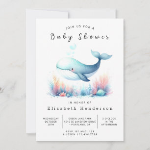 Invitation Baby shower numérique nautique baleine