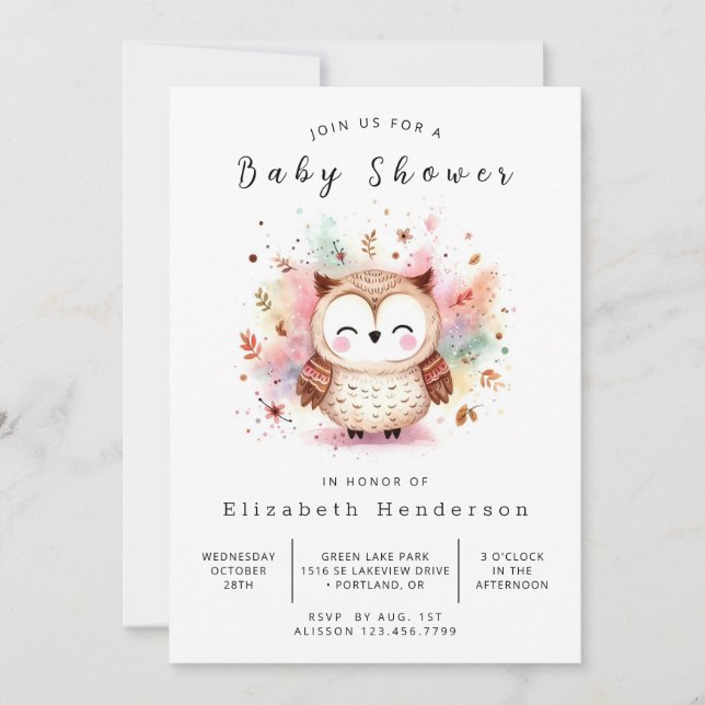 Invitation Baby shower numérique Woods (Devant)