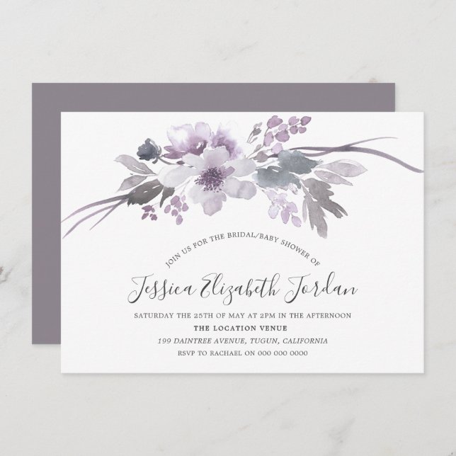 Invitation Baby shower nuptial gris d'hiver (Devant / Derrière)