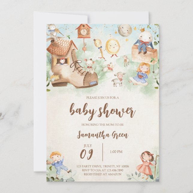 Invitation Baby shower Nursery Rhyme (Devant)