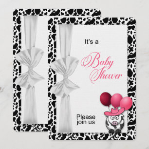 Invitation Baby shower occidental aux filles roses