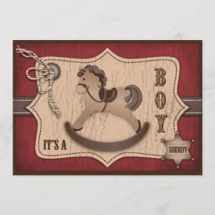 Invitation Baby shower occidental de cheval de basculage de
