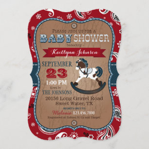 Invitation Baby shower occidental de cheval de basculage de