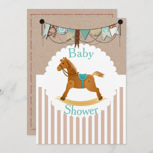 Invitation Baby shower occidental rustique de cheval de