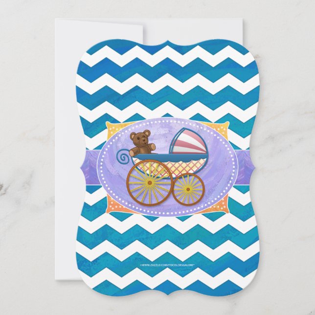 Invitation Baby Shower Océan Bleu en Coquille Saint-Jacques (Devant)