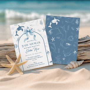 Invitation Baby shower Ocean Blue Sea Life