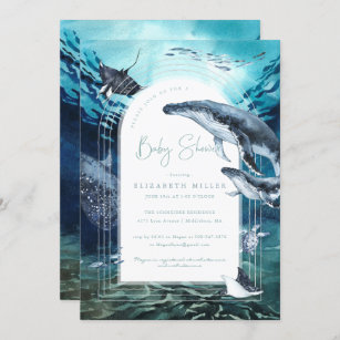 Invitation Baby shower océanique de baleine à boss