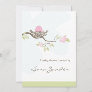 Invitation baby shower - Oeuf rose dans le nid