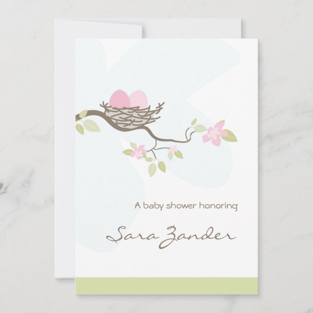 Invitation Baby shower - Oeufs jumeaux roses dans  (Devant)