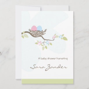 Invitation Baby shower - Oeufs jumeaux roses et bl